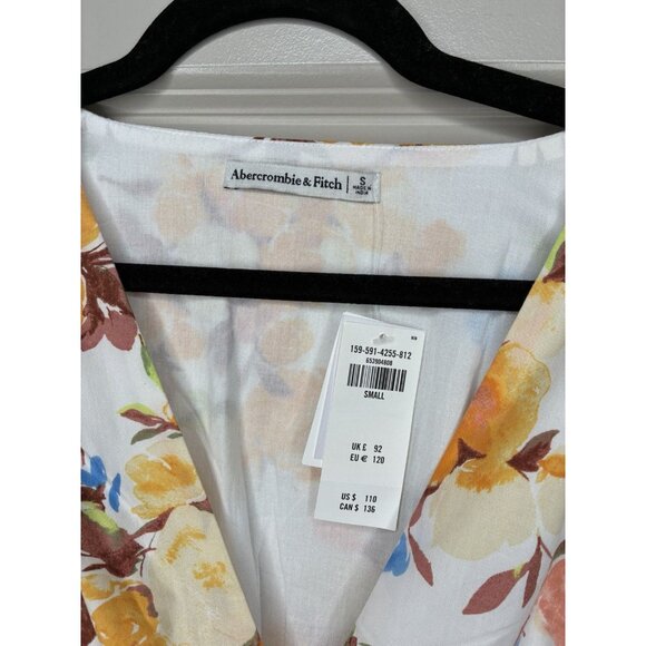 Abercrombie NWT Flutter Sleeve Orange Floral Midi Dress Small V Neck Sleeveless - Picture 5 of 7